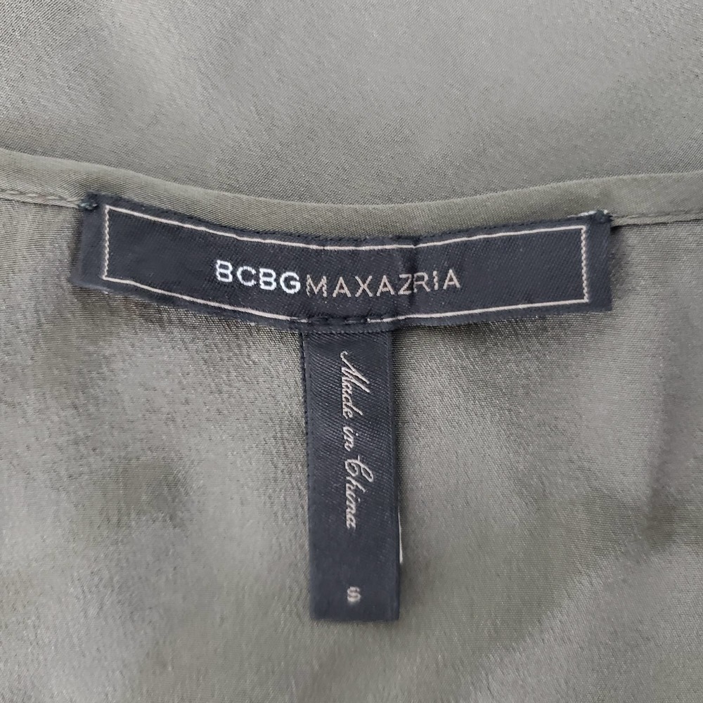 BCBGMaxAzria Mura Top/Tank ~ Dark Green/Olive Fringed 100% Silk ~ Size Small - Picture 7 of 9